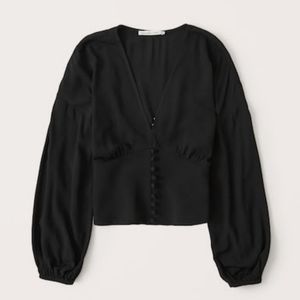 Abercrombie & Fitch Black Button-Up Blouse XL